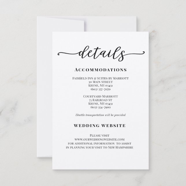 Modern Calligraphy Wedding Details enclosure card (Front)