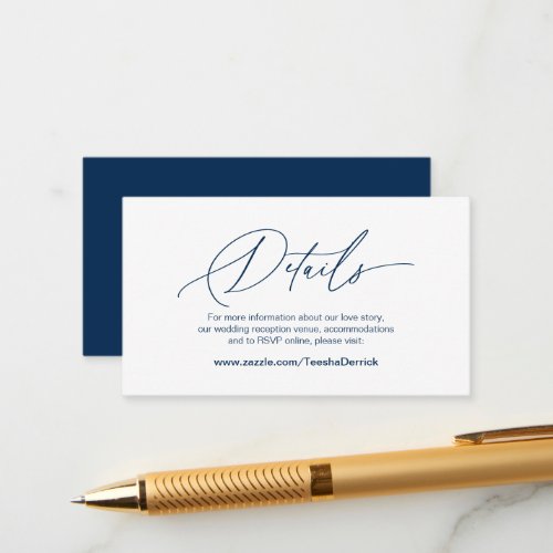 Modern Calligraphy Wedding Details Enclosure Card