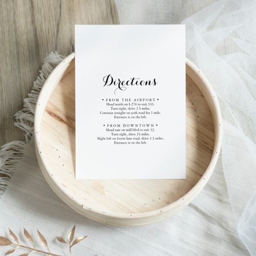 Modern Calligraphy Wedding Directions Enclosure Card