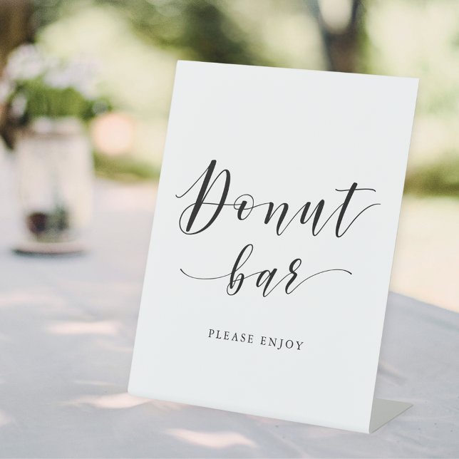 Modern Calligraphy Wedding Donut Bar Pedestal Sign (Creator Uploaded)