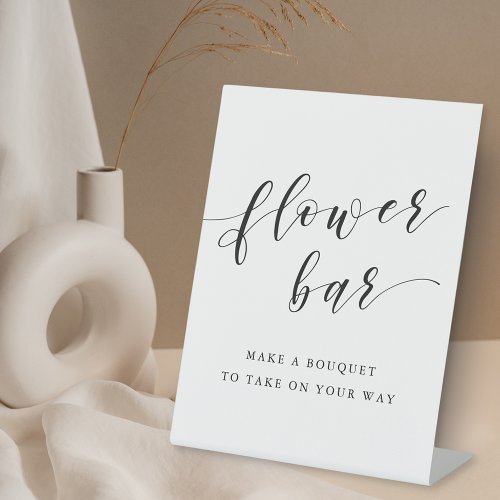 Modern Calligraphy Wedding Flower Bar Pedestal Sign