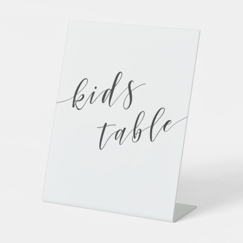 Modern Calligraphy Wedding Kids Table Pedestal Sign