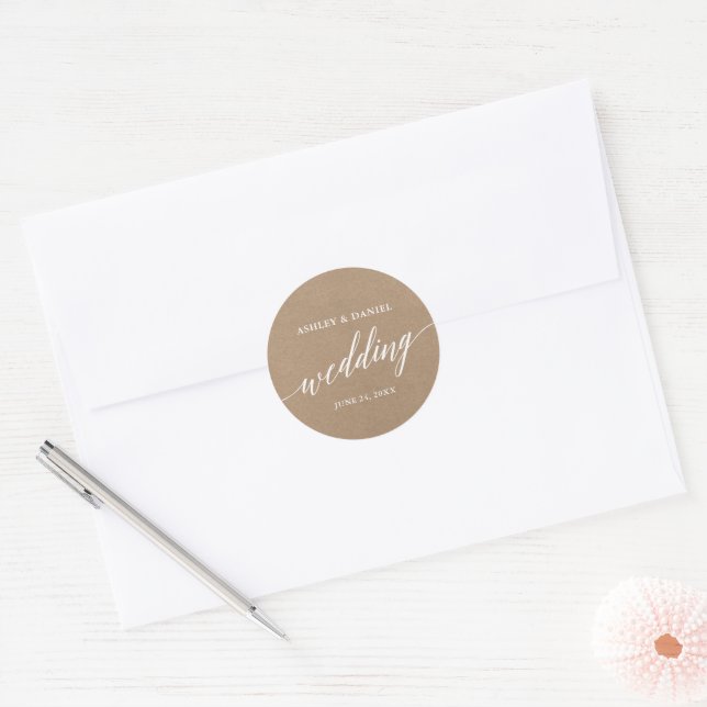 Modern Calligraphy Wedding Kraft Envelope Seal (Envelope)