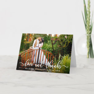 Modern Calligraphy Wedding Love and Thanks Folded Letterpress Thank You Card