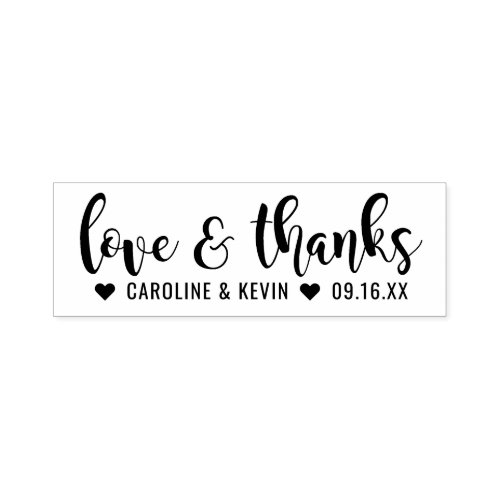 Modern Calligraphy Wedding Love and Thanks Self_inking Stamp