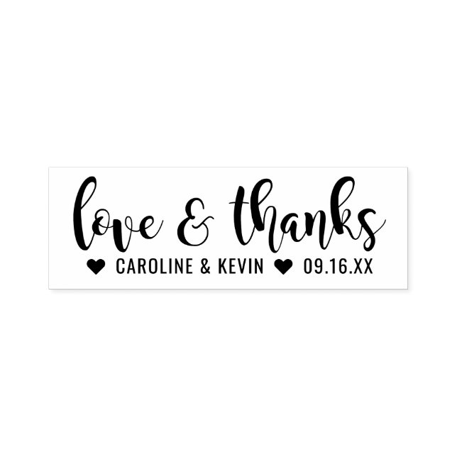 Modern Calligraphy Wedding Love and Thanks Self-inking Stamp (Design)