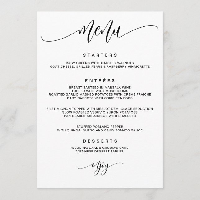 Modern Calligraphy Wedding Menu (Front)