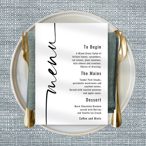 Modern Calligraphy Wedding Menu Any Color Poster