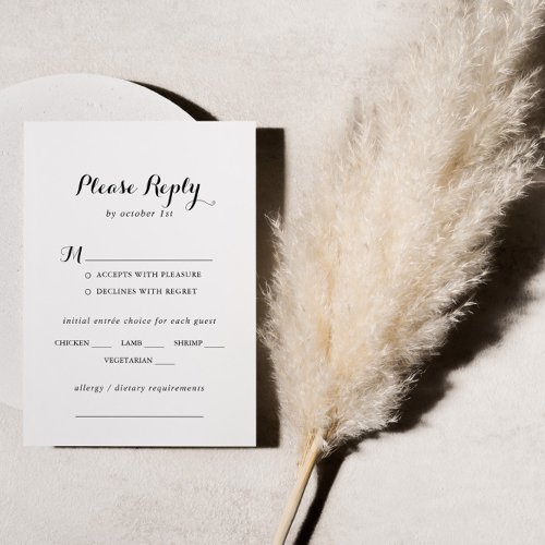 Modern Calligraphy Wedding Menu Choice RSVP