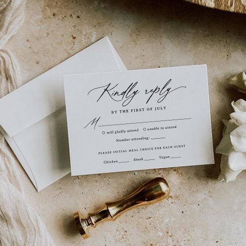 Modern Calligraphy Wedding Menu RSVP Card