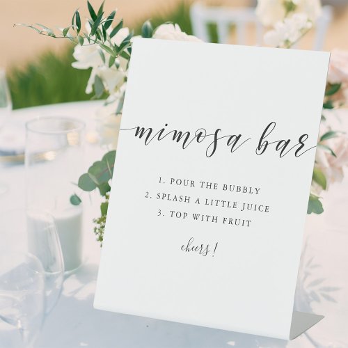 Modern Calligraphy Wedding Mimosa Bar Pedestal Sign