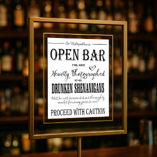 Modern Calligraphy wedding Open Bar sign