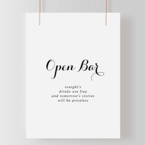 Modern Calligraphy Wedding Open Bar Sign
