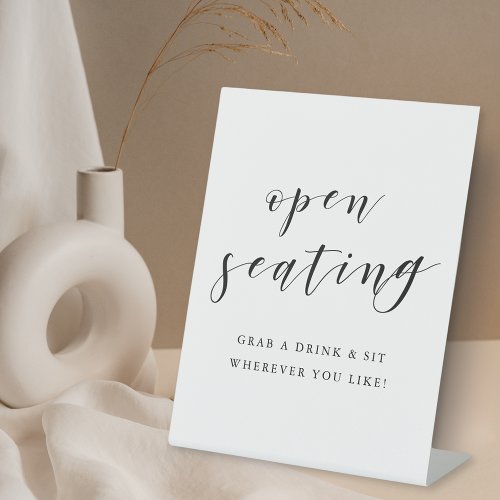 Modern Calligraphy Wedding Open Seating Pedestal Sign
