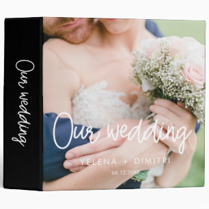 Modern calligraphy wedding photo album binder