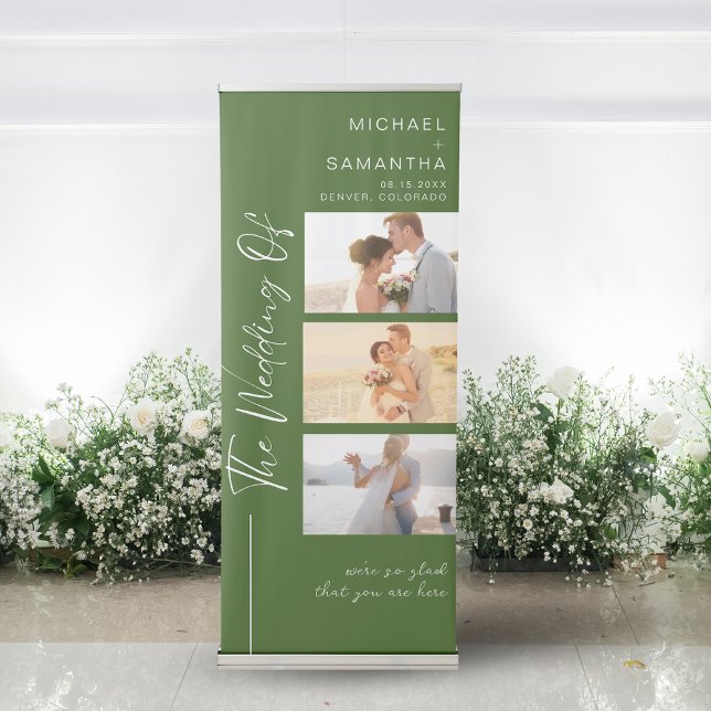 Modern Calligraphy Wedding Photo Welcome Retractable Banner (Creator Uploaded)