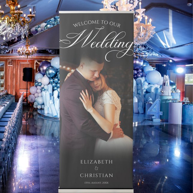 Modern Calligraphy Wedding Photo Welcome Retractable Banner (Creator Uploaded)