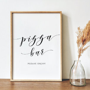 Modern Calligraphy Wedding Pizza Bar Sign