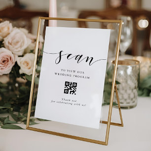 Modern Calligraphy Wedding Program QR code Sign