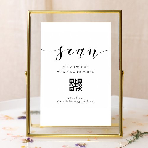 Modern Calligraphy Wedding Program QR code Sign