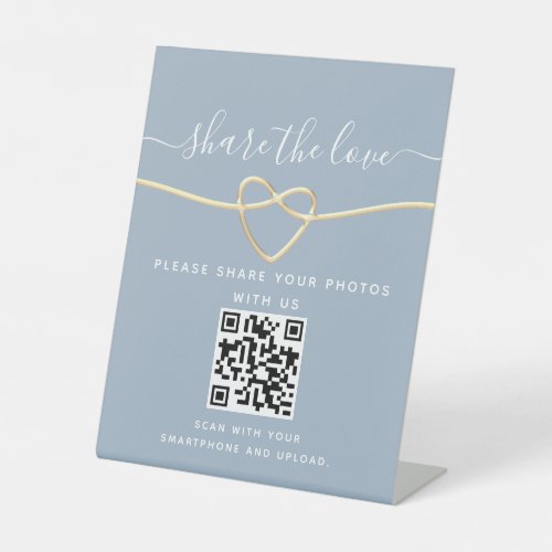 Modern Calligraphy Wedding QR Code Pedestal Sign