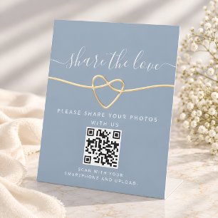Modern Calligraphy Wedding QR Code Pedestal Sign