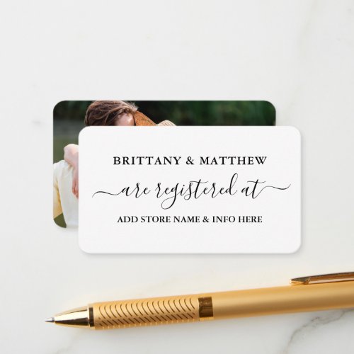 Modern Calligraphy Wedding Registry Photo  Enclosure Card
