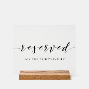 Modern Calligraphy Wedding Reserved Table Acrylic Sign