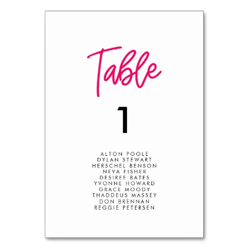 Modern calligraphy wedding seating chart cards