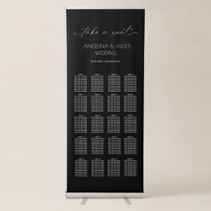 Modern Calligraphy Wedding Seating Chart Retractable Banner