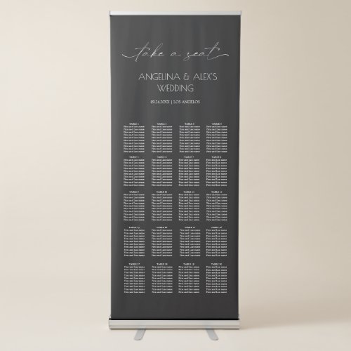 Modern Calligraphy Wedding Seating Chart  Retractable Banner