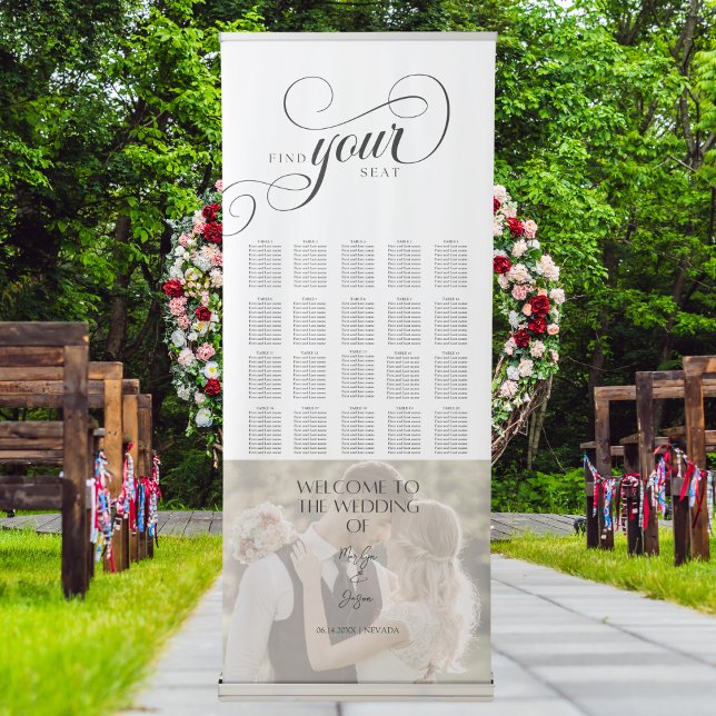 Modern Calligraphy Wedding Seating Chart  Retractable Banner (Creator Uploaded)