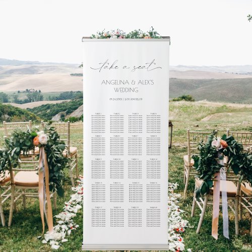 Modern Calligraphy Wedding Seating Chart  Retractable Banner