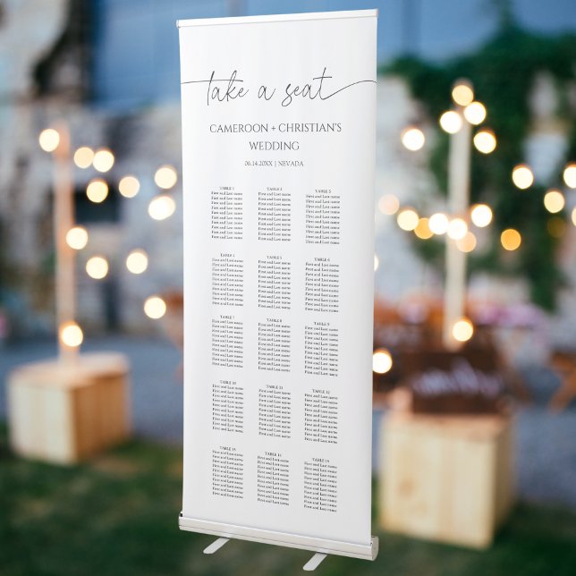 Modern Calligraphy Wedding Seating Chart  Retractable Banner (Creator Uploaded)