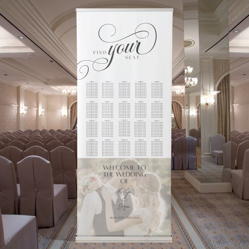 Modern Calligraphy Wedding Seating Chart  Retractable Banner