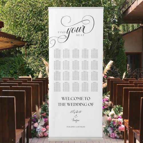 Modern Calligraphy Wedding Seating Chart  Retractable Banner