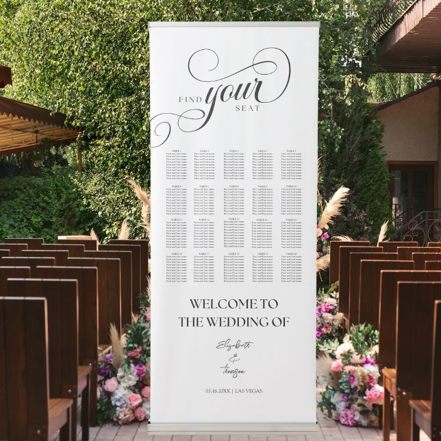 Modern Calligraphy Wedding Seating Chart  Retractable Banner (Creator Uploaded)
