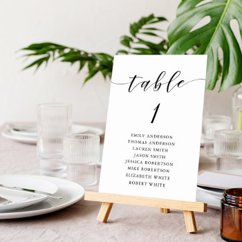 Modern Calligraphy Wedding Seating Chart Table Number by Dreammints at Zazzle