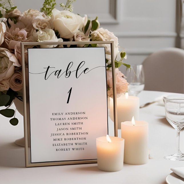 Modern Calligraphy Wedding Seating Chart Table Number (Creator Uploaded)