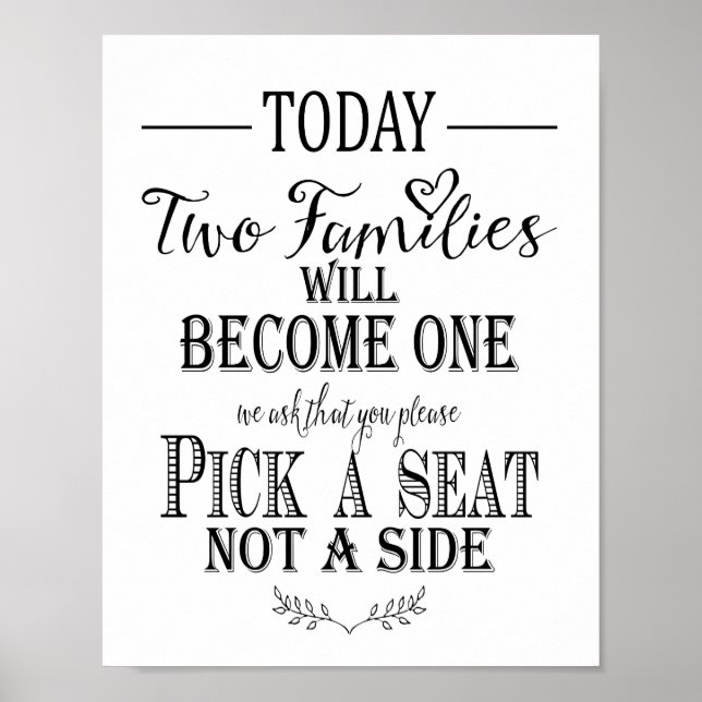 Modern Calligraphy Wedding seating plan print (Front)