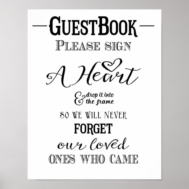 Modern Calligraphy wedding sign Guest book print (Front)