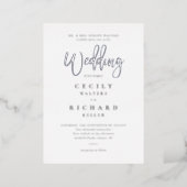 Modern Calligraphy Wedding Silver  Foil Invitation (Standing Front)