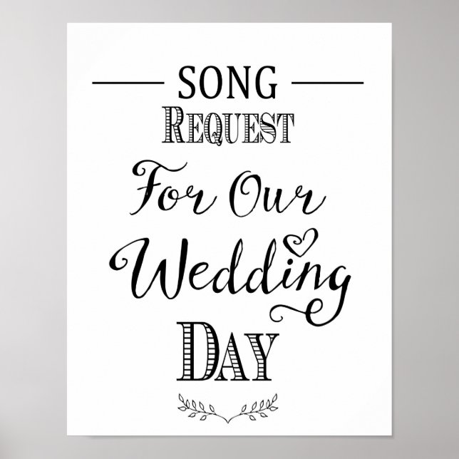 Modern Calligraphy wedding song request print (Front)