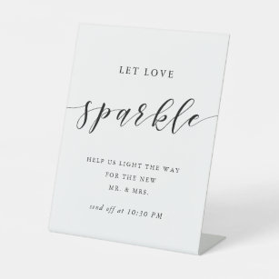 Wedding Sign Chalk Style Black White Lights Let Love Sparkle Sparkler Send Off 