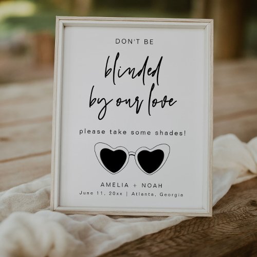 Modern Calligraphy Wedding Sunglasses Favor Sign