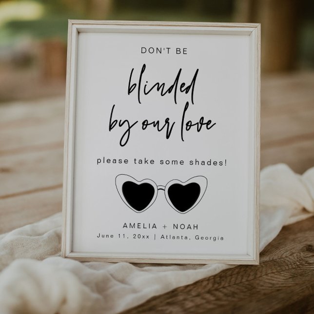Modern Calligraphy Wedding Sunglasses Favor Sign (Creator Uploaded)