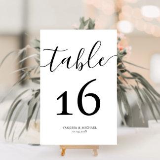 Modern calligraphy wedding table number