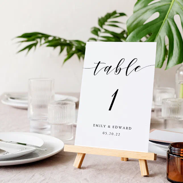 Modern Calligraphy Wedding Table Number | Zazzle