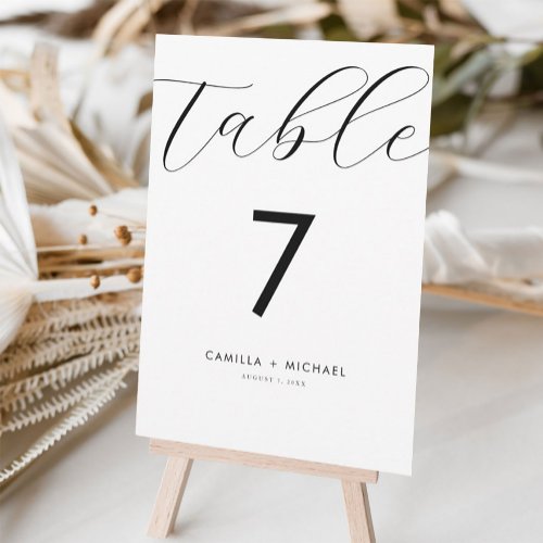 Modern Calligraphy Wedding Table Number Card 