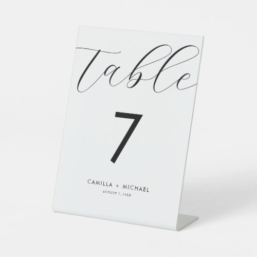 Modern Calligraphy Wedding Table Number Card  Pedestal Sign